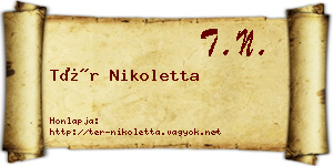 Tér Nikoletta névjegykártya